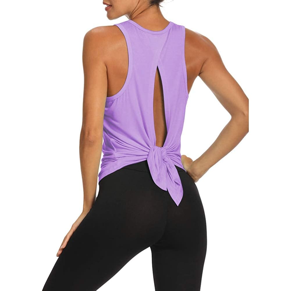 Bestisun Workout Tank Tops Yoga Shirts Activewear Long Racerback Tank Tops  Loose Fit Open Back Shirts Yoga Athletic Clothes Back