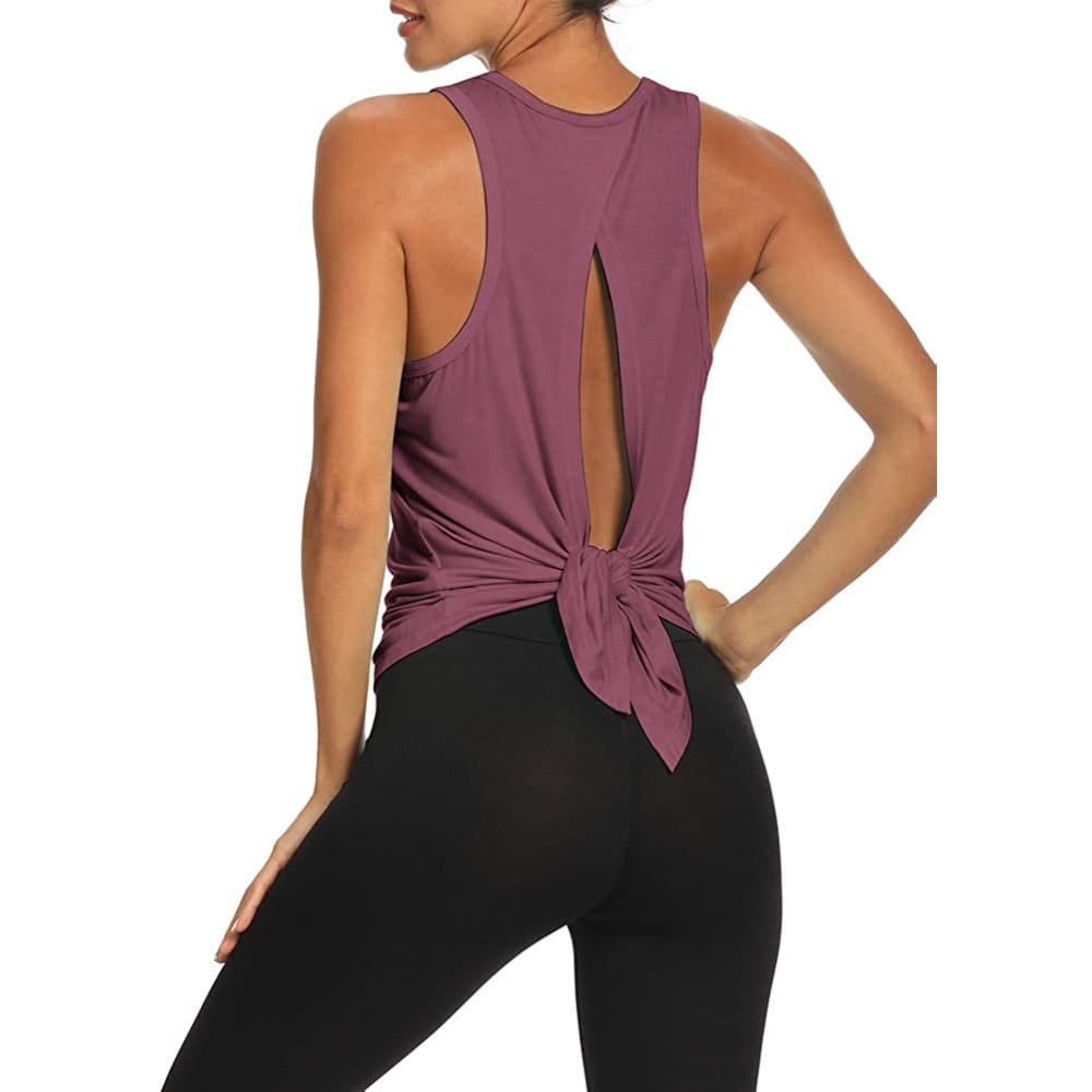 Open Back Shirts Gym Workout Clothes Tie Musle Tank for 