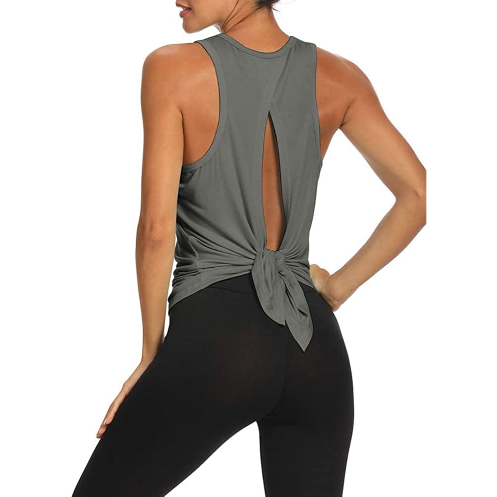 Open Back Shirts Gym Workout Clothes Tie Musle Tank for 