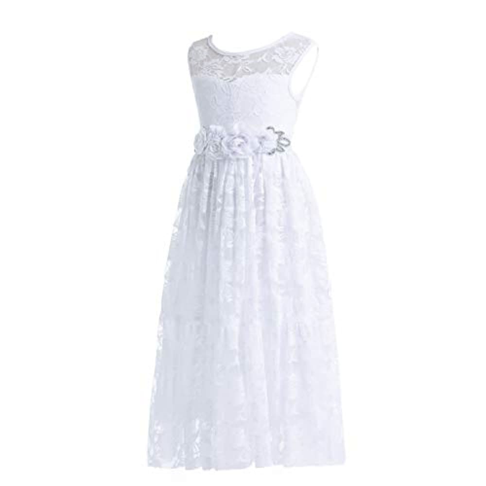 Welieenice Flower Girls Wedding Ankle Length Sheer Back Gown