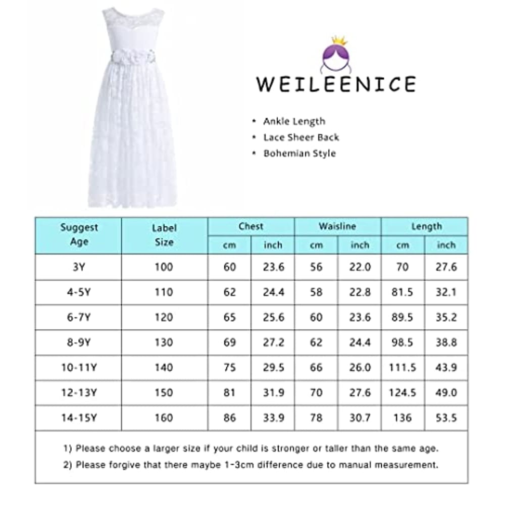 Welieenice Flower Girls Wedding Ankle Length Sheer Back Gown