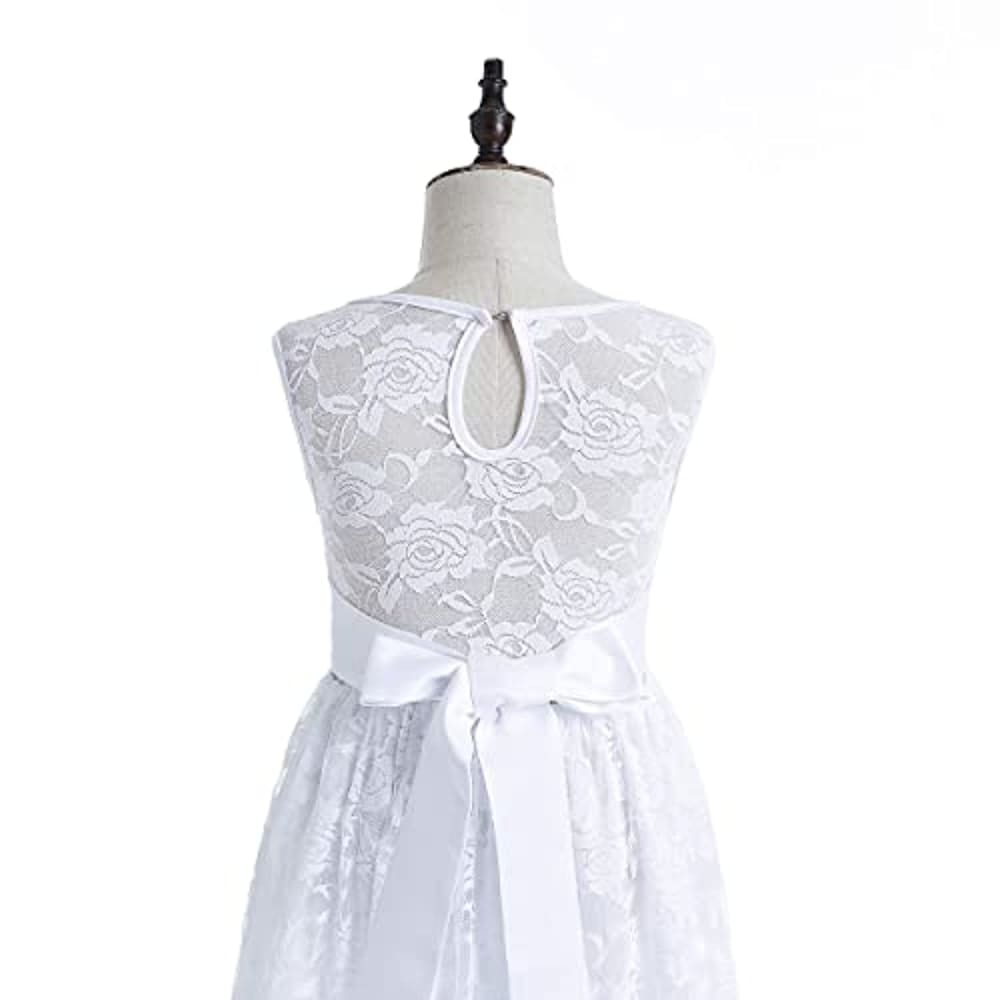 Welieenice Flower Girls Wedding Ankle Length Sheer Back Gown