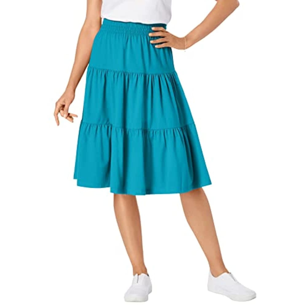 Woman Within Women’s Plus Size Jersey Knit Tiered Skirt - 