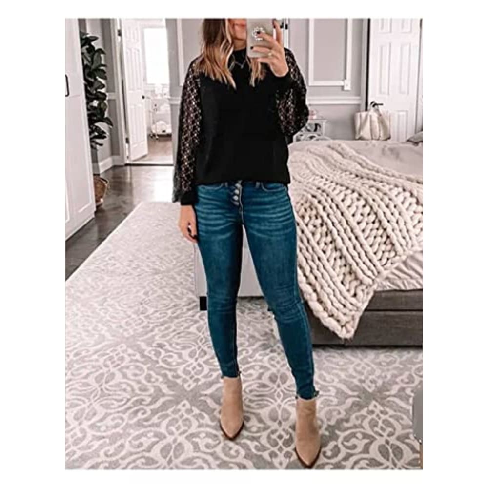Women’s Puff Long Sleeve Tops Casual Loose Blouse Shirts - 